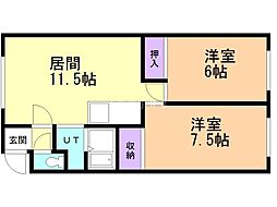 ビューティ4.3A 2LDKの間取図画像
