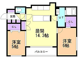 GALUSIA 2LDKの間取図画像