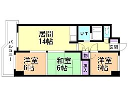 東山グランドハイツ 3LDKの間取図画像