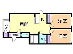 フォレスタ月寒東A 2LDKの間取図画像