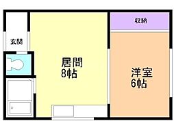共立ハウス 1LDKの間取図画像