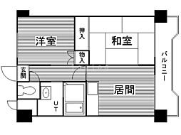 サニーヒルズ2番館 2DKの間取図画像