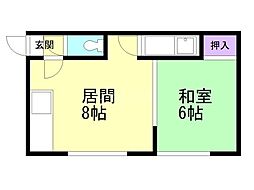 第2ロイヤルマンション 1LDKの間取図画像