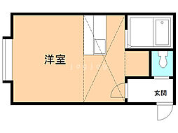 ティアラ文京台クラブハウス 2階ワンルームの間取り