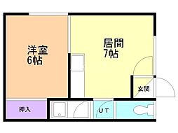 サイヴィレッジC 1DKの間取図画像