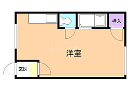 美唄総合ハイツ ワンルームの間取図画像