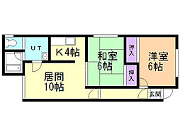 フレグランスファミール 2LDKの間取図画像