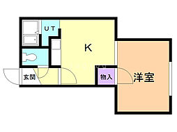 ハイツデノン 1DKの間取図画像