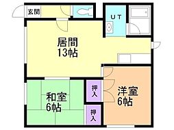 フロンティア池田 2LDKの間取図画像