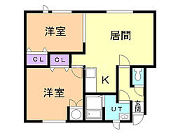 フローラルハイツ 2LDKの間取図画像