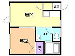サンフロンテアタウンD 1DKの間取図画像