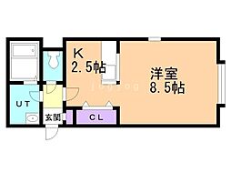 グランシェル 1Kの間取図画像