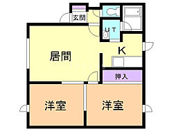 ルミエールK 2LDKの間取図画像