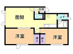 ノースヴィラ北3条5 2LDKの間取図画像