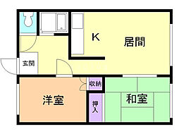 ビバハイツ 2LDKの間取図画像