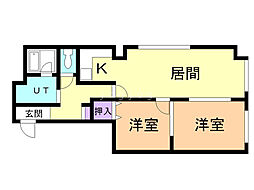 アドバン小町屋 2LDKの間取図画像