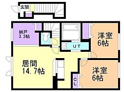 ラカーサ・ミーア2 2SLDKの間取図画像
