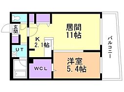 エルナード江別駅前 1LDKの間取図画像