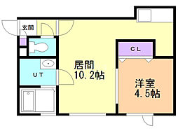 マリオット江別 1LDKの間取図画像