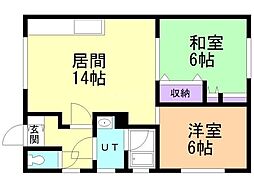 オレンジハウス 2LDKの間取図画像