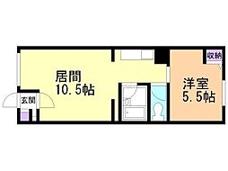 美馬マンション 1LDKの間取図画像