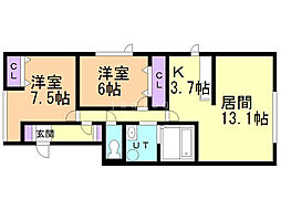 TheClass.5 2LDKの間取図画像