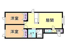 スリムリバーハイツ3 2LDKの間取図画像