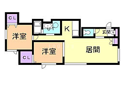 ボヌール 2LDKの間取図画像