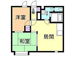 旭通りシャトウヨシダ 2LDKの間取図画像
