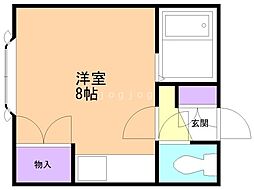 カーサーオーロックス弐番館 ワンルームの間取図画像