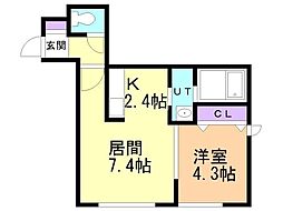 アリビオ東野幌 1LDKの間取図画像