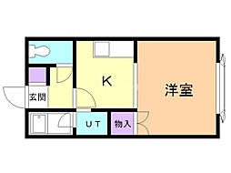 マンションはるにれ 1Kの間取図画像