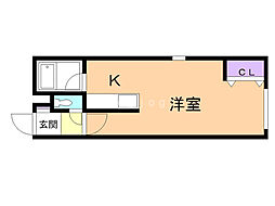 ベルヒルズ 1Kの間取図画像