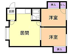 コーポひまわりNo.1 2LDKの間取図画像