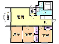 ルミエール上江別 3LDKの間取図画像