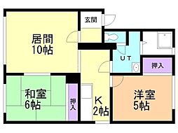 コーポ須戸 2LDKの間取図画像