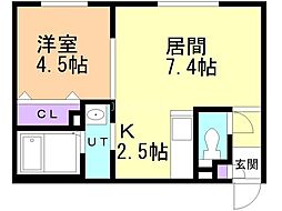 江別市東野幌本町マンション 1LDKの間取図画像