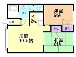 五丁目ハイツいつみ 2LDKの間取図画像