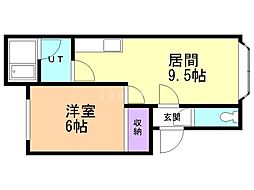 パークマンション1 1DKの間取図画像