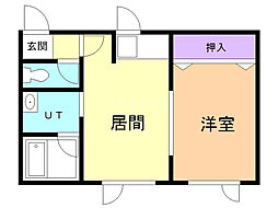 コーポしみず 1DKの間取図画像