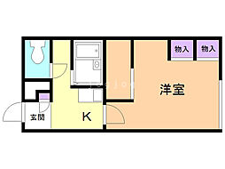 レオパレスビリーブ65 1Kの間取図画像