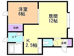 ファーストタウン江別 1LDKの間取図画像
