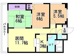 ロックパディ 3LDKの間取図画像