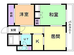 ロックパディ 2LDKの間取図画像