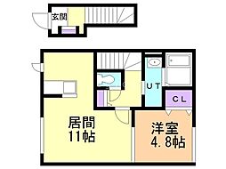 カンファタブル 1LDKの間取図画像