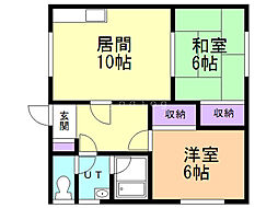 ハラダハイツ 2LDKの間取図画像