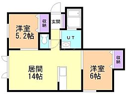 CasaKibaco 2LDKの間取図画像