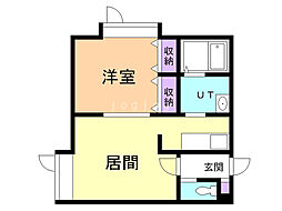パラキート大麻 1DKの間取図画像