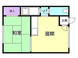 サイヴィレッジC 1DKの間取図画像