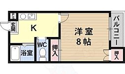 グリーンハイツ武庫川 1Kの間取図画像